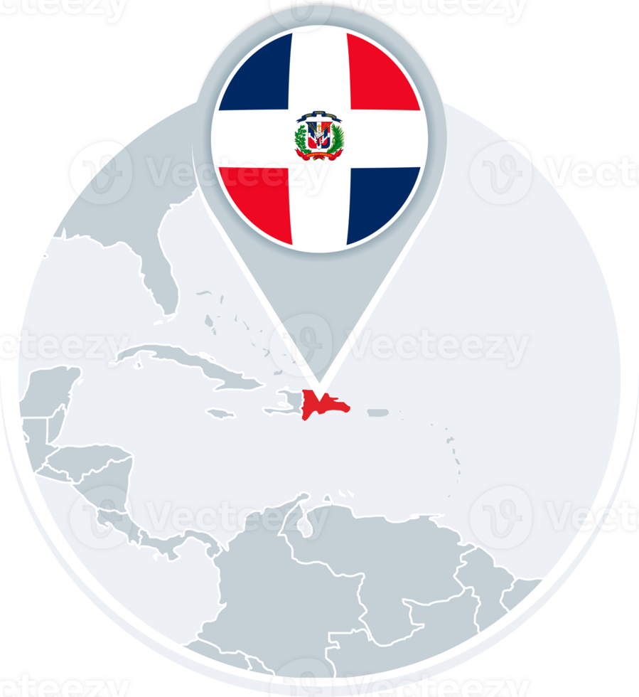 Dominican Republic map and flag, map icon with highlighted Dominican Republic png