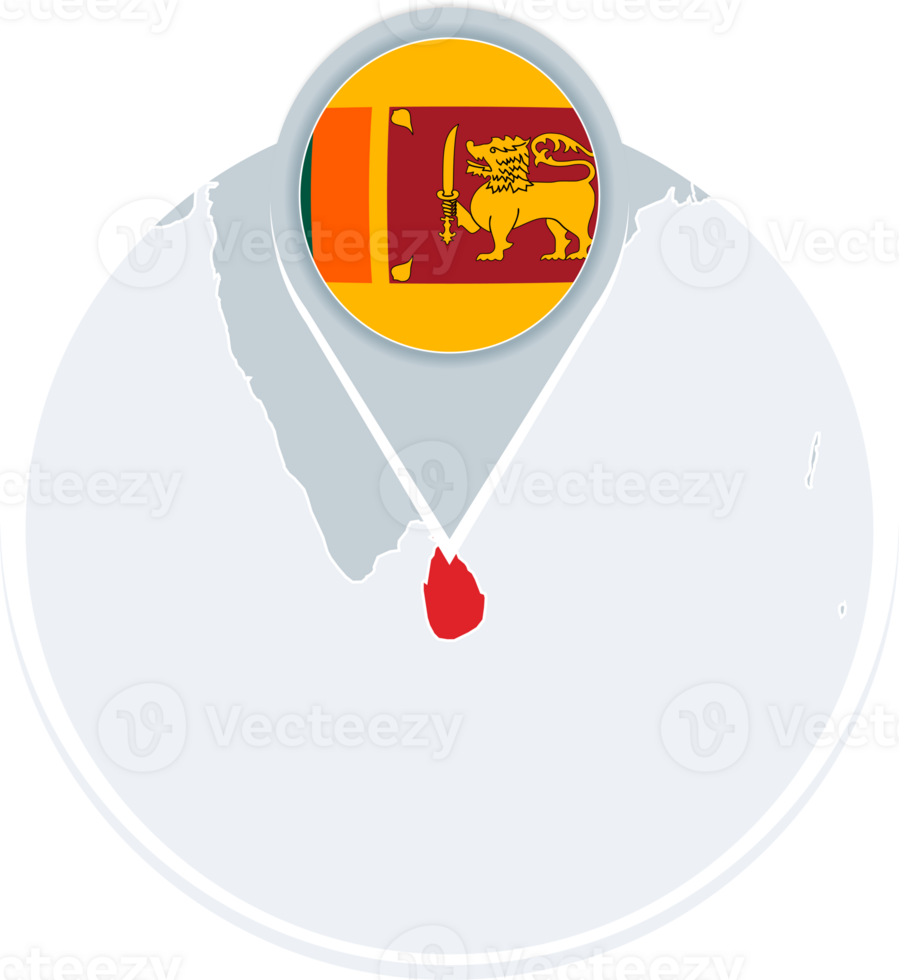 Sri Lanka map and flag, map icon with highlighted Sri Lanka png