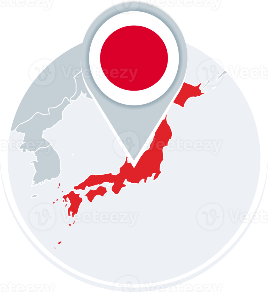 Japan map and flag, map icon with highlighted Japan png