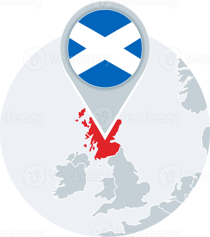 Scotland map and flag, map icon with highlighted Scotland png