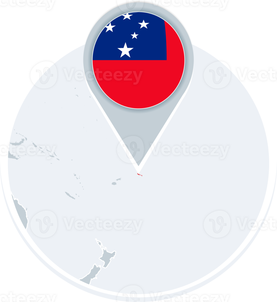 Samoa map and flag, map icon with highlighted Samoa png