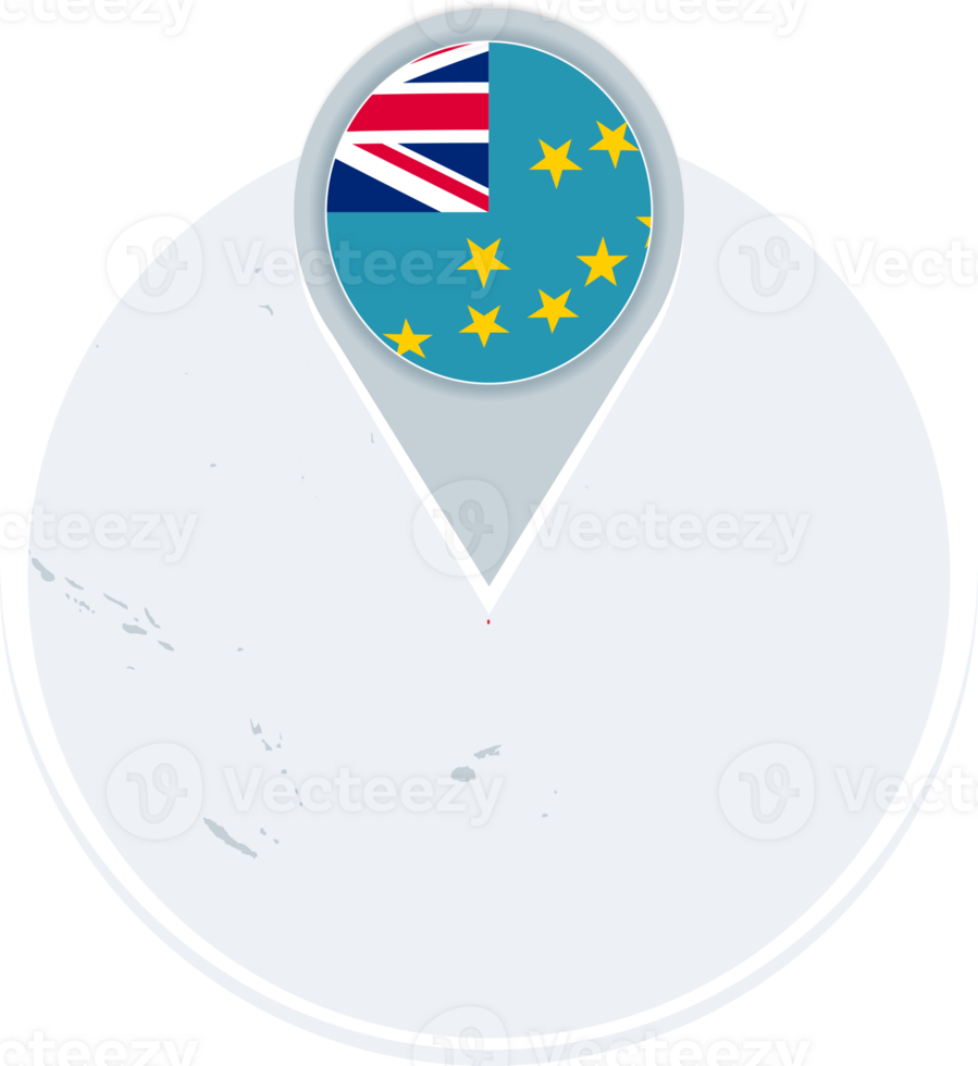 Tuvalu map and flag, map icon with highlighted Tuvalu png