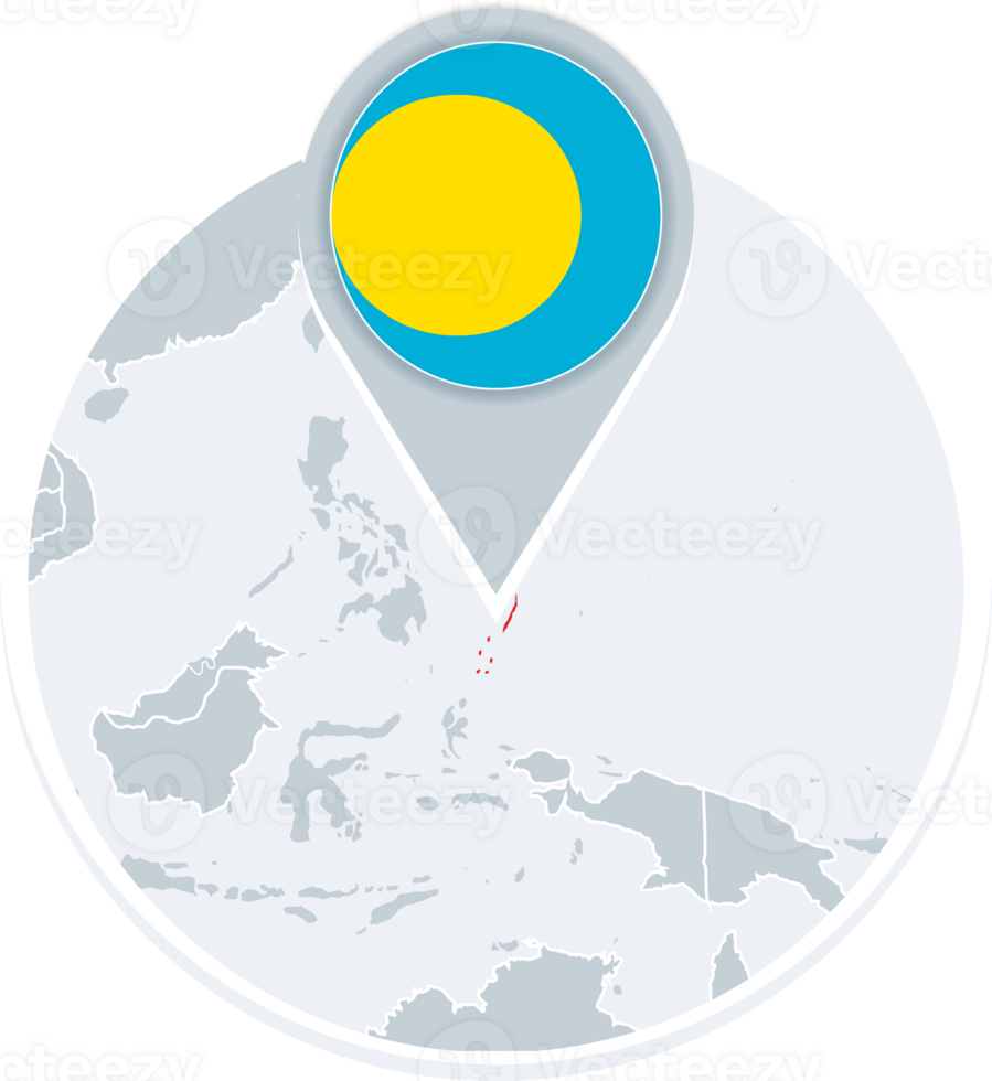 Palau map and flag, map icon with highlighted Palau png