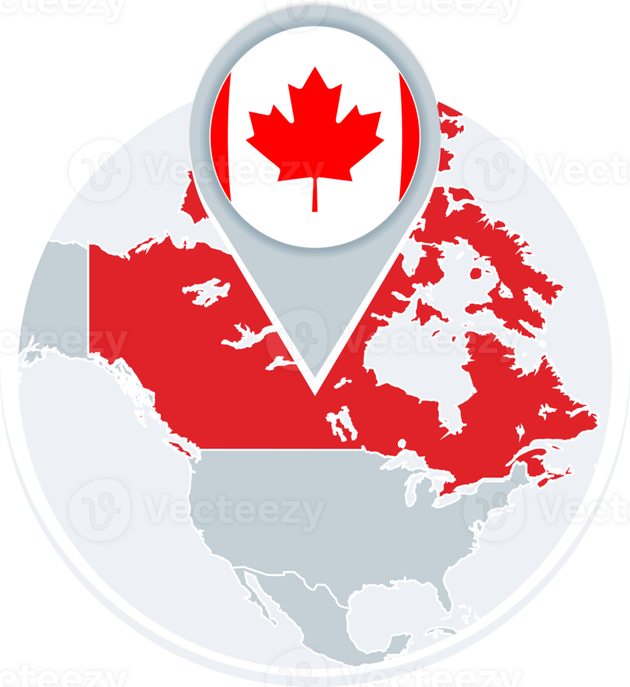 Canada map and flag, map icon with highlighted Canada png