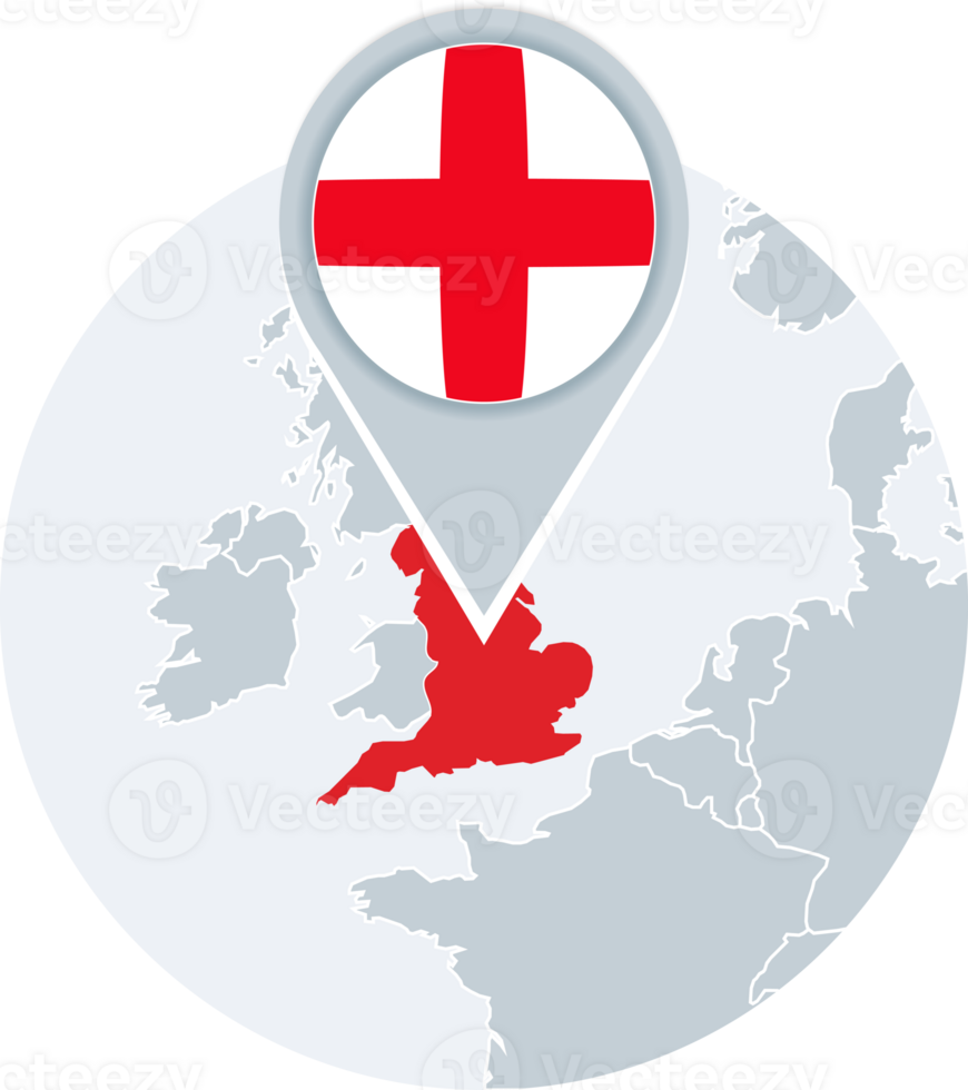 England map and flag, map icon with highlighted England png