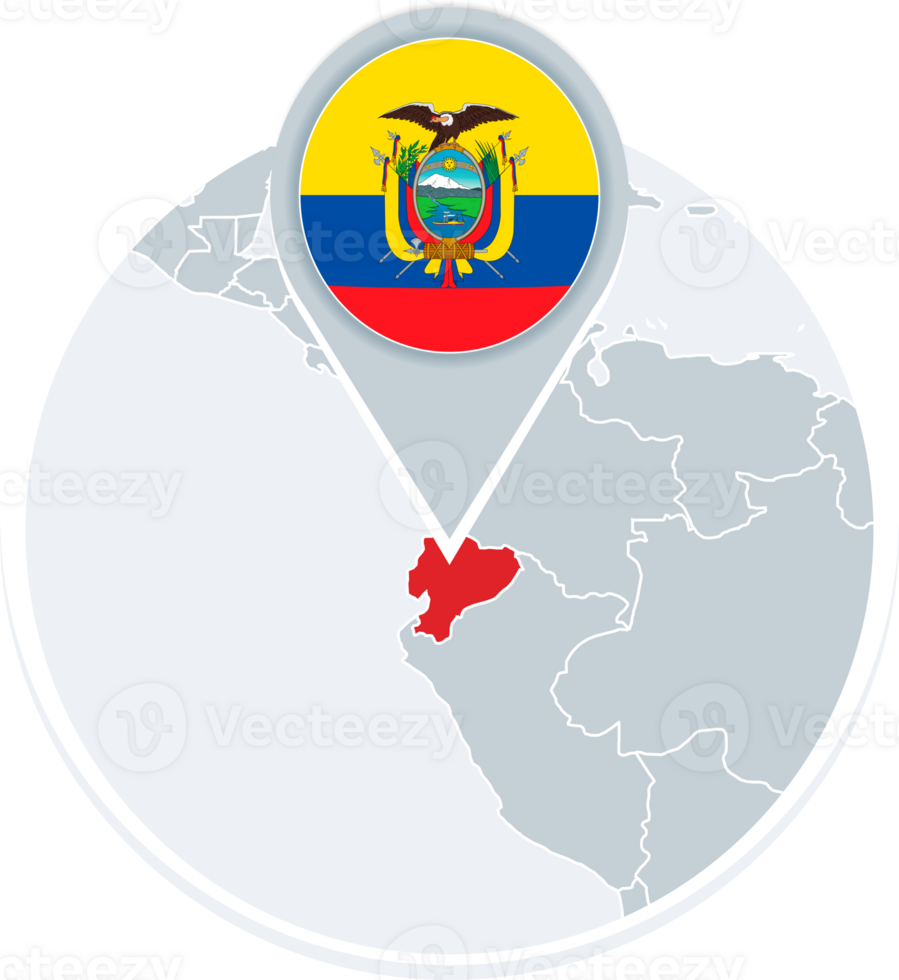 Ecuador map and flag, map icon with highlighted Ecuador png