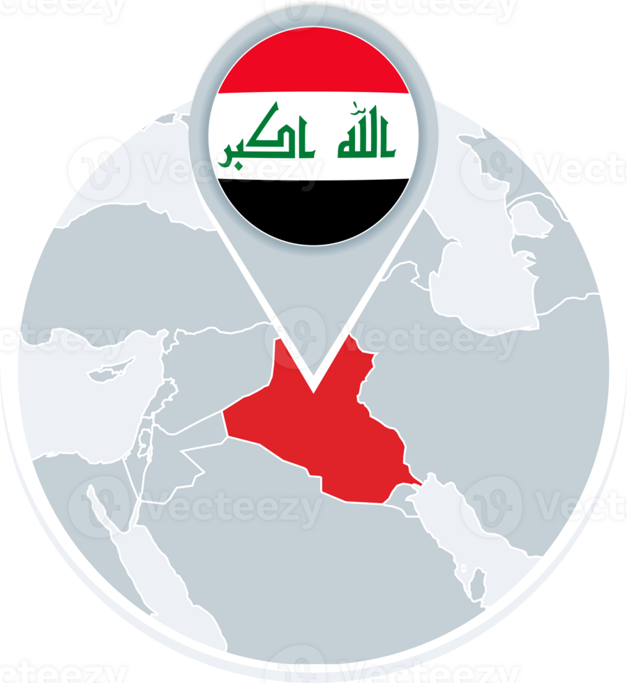 Iraq map and flag, map icon with highlighted Iraq png
