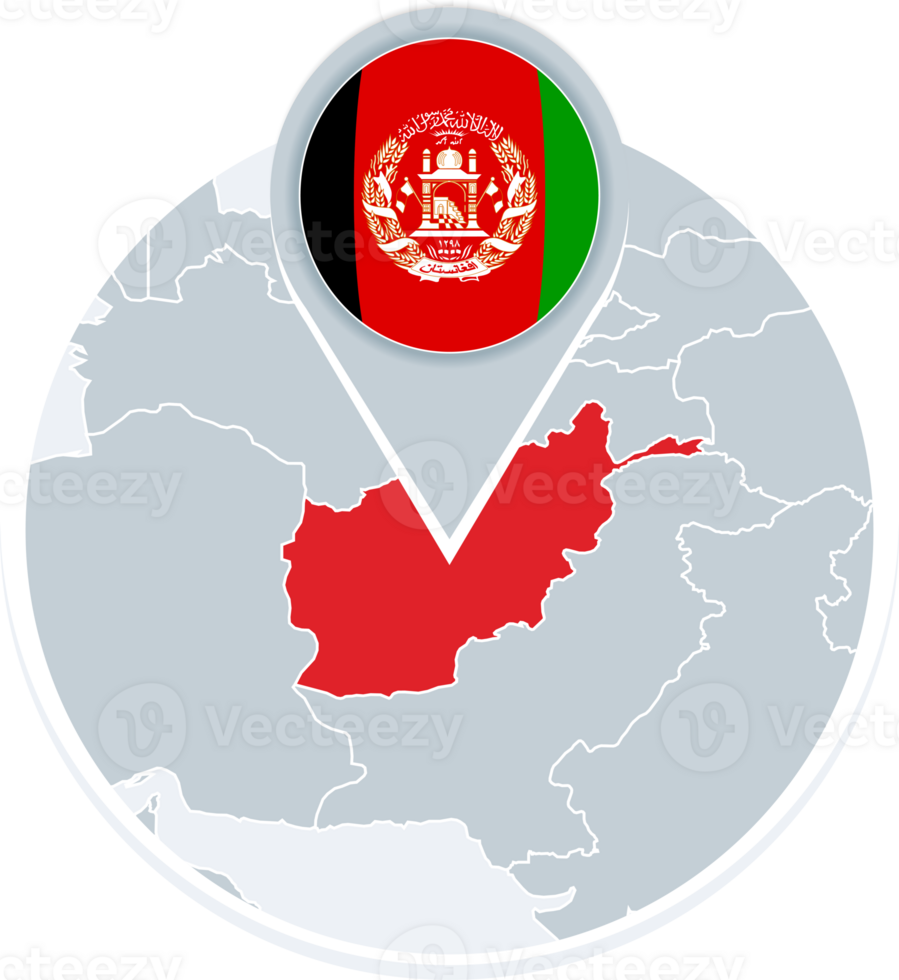 Afghanistan map and flag, map icon with highlighted Afghanistan png