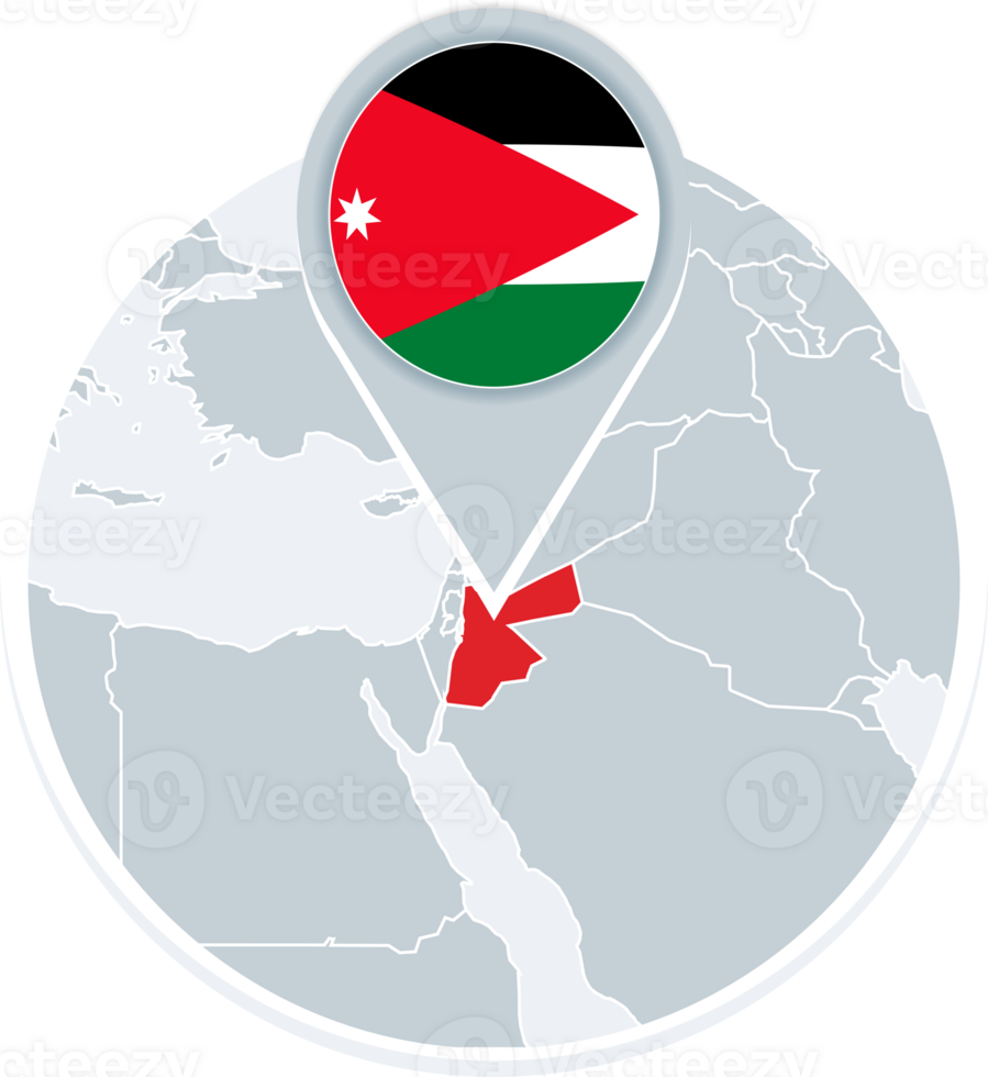 Jordan map and flag, map icon with highlighted Jordan png