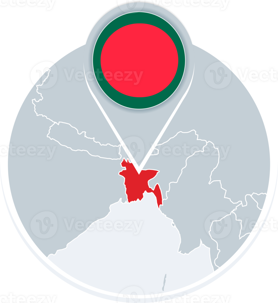 Bangladesh map and flag, map icon with highlighted Bangladesh png