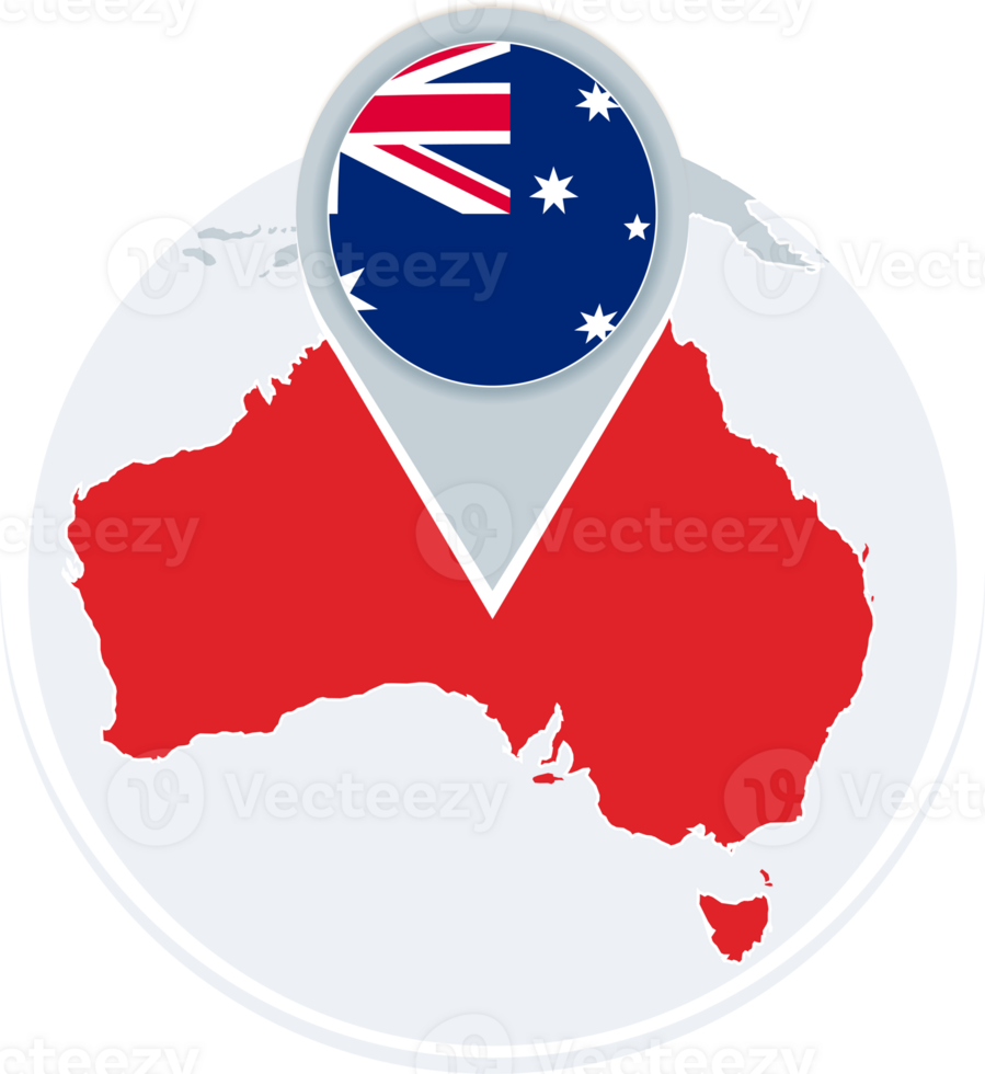 Australia map and flag, map icon with highlighted Australia png