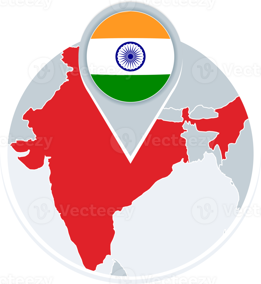 India map and flag, map icon with highlighted India png