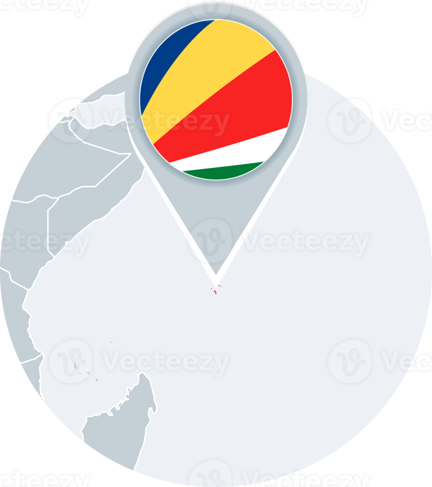 Seychelles map and flag, map icon with highlighted Seychelles png