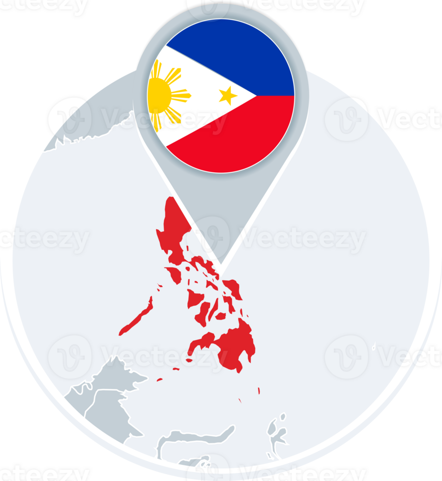 Philippines map and flag, map icon with highlighted Philippines png