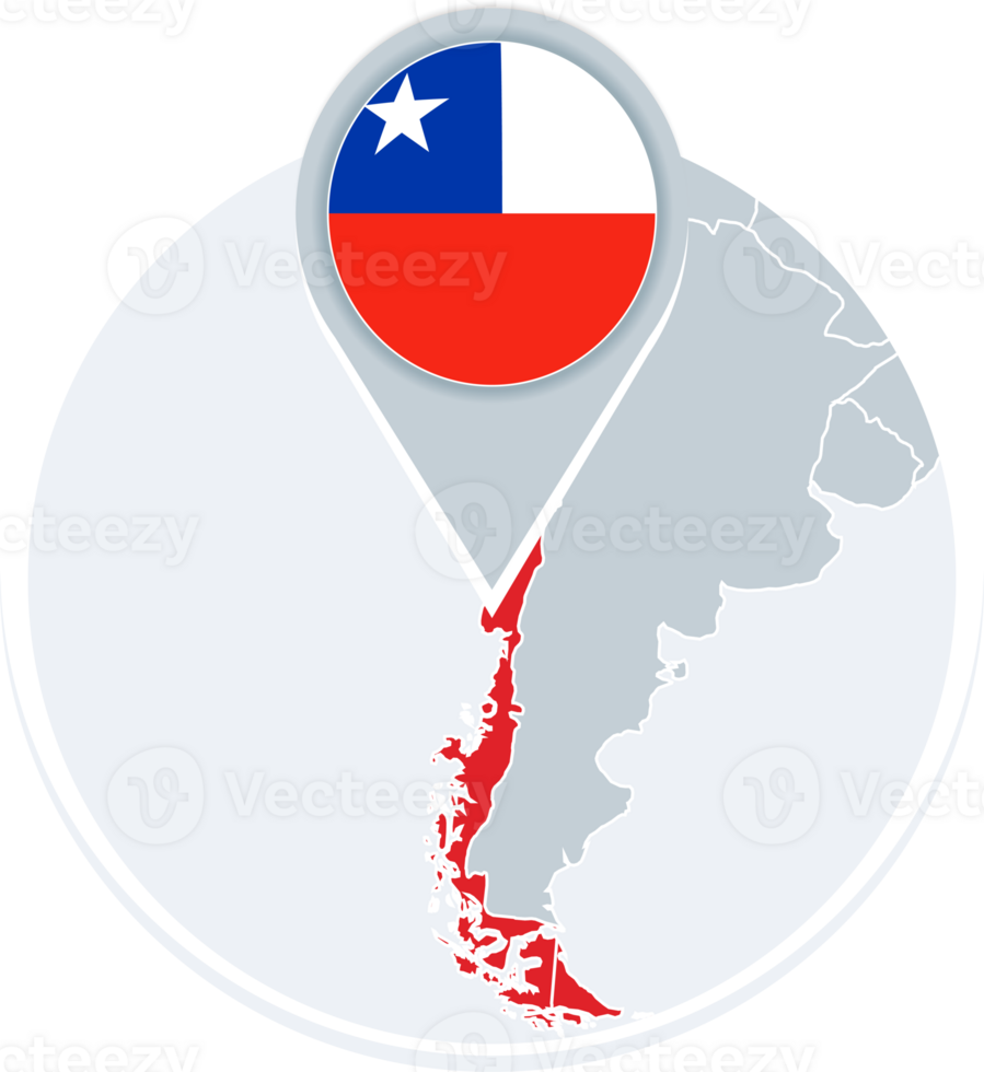 Chile map and flag, map icon with highlighted Chile png
