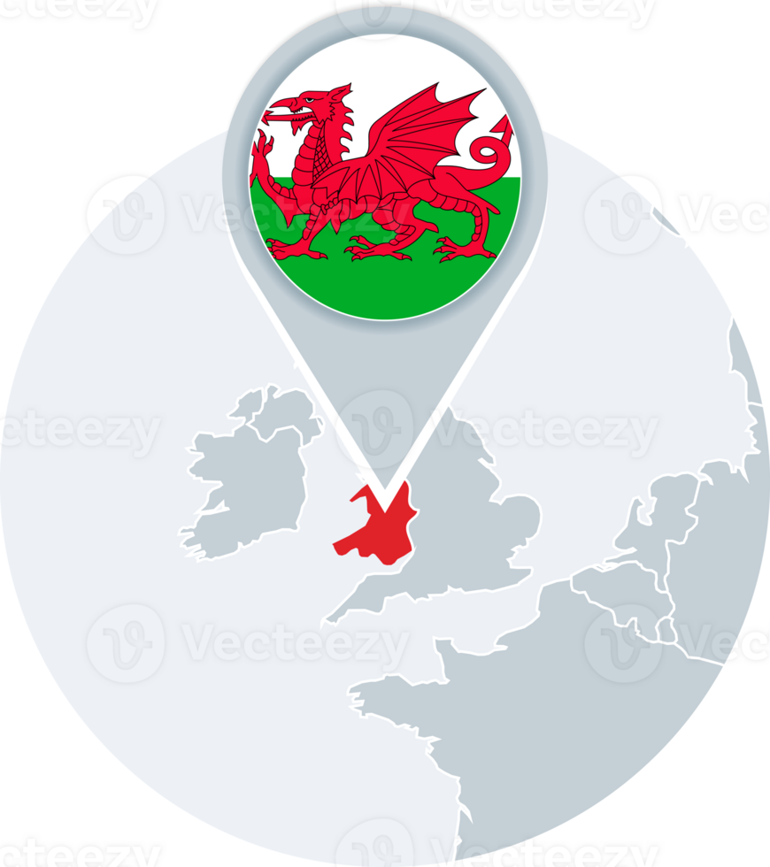 Wales map and flag, map icon with highlighted Wales png