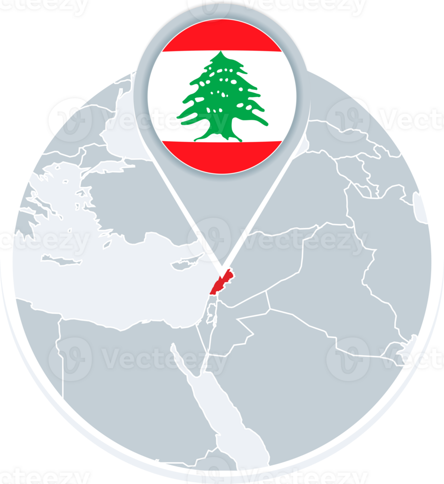 Lebanon map and flag, map icon with highlighted Lebanon png