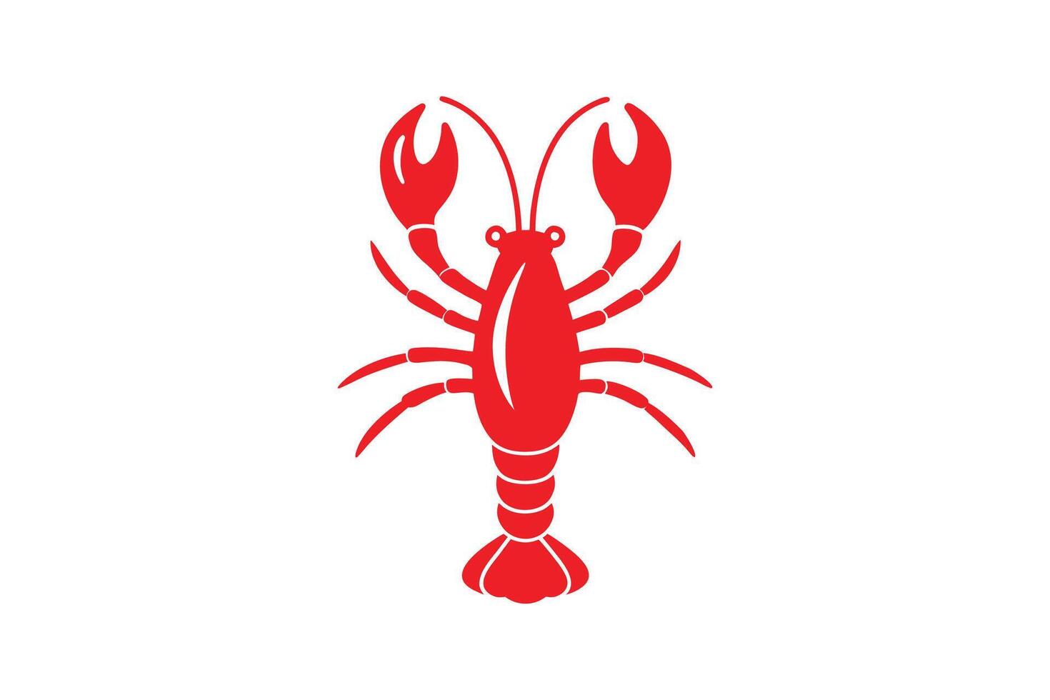 Vibrant Red Lobster Illustration on White Background Featuring a Clean Silhouette Style Perfect for Seafood Menus and Nautical Designs silhouette vector