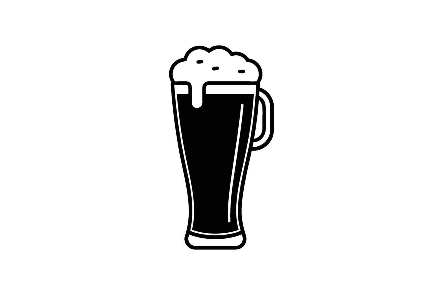 Refreshing Beer in a Tall Glass with Frothy Head Silhouette Style Graphic Illustration tall glass beer frothy head depicted vector