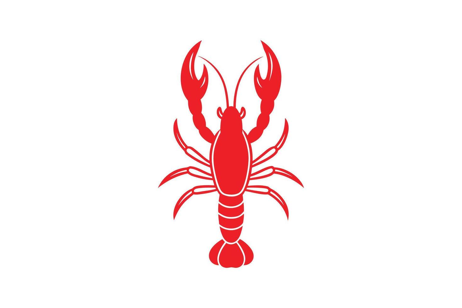 Vibrant Red Lobster Illustration on White Background Featuring a Silhouette Style Perfect for Seafood Restaurant Menus and Coastal Themed Designs silhouette vector