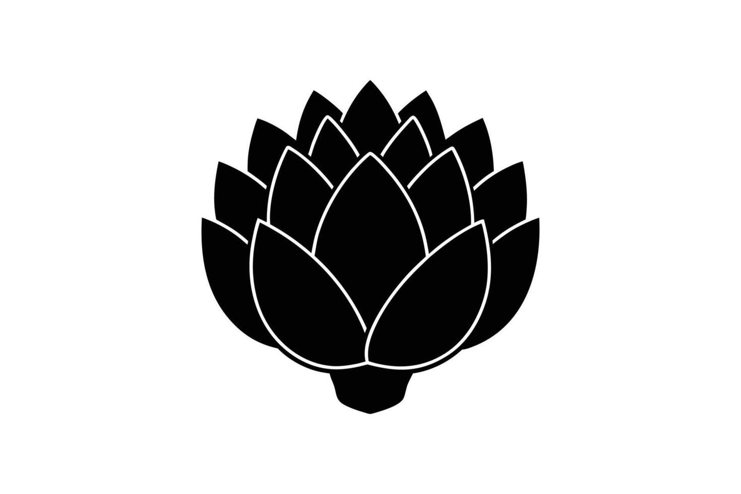 Elegant Artichoke Vegetable Illustration in Black and White Featuring a Clean Silhouette Style for Modern and Minimalist Design Projects silhouette vector