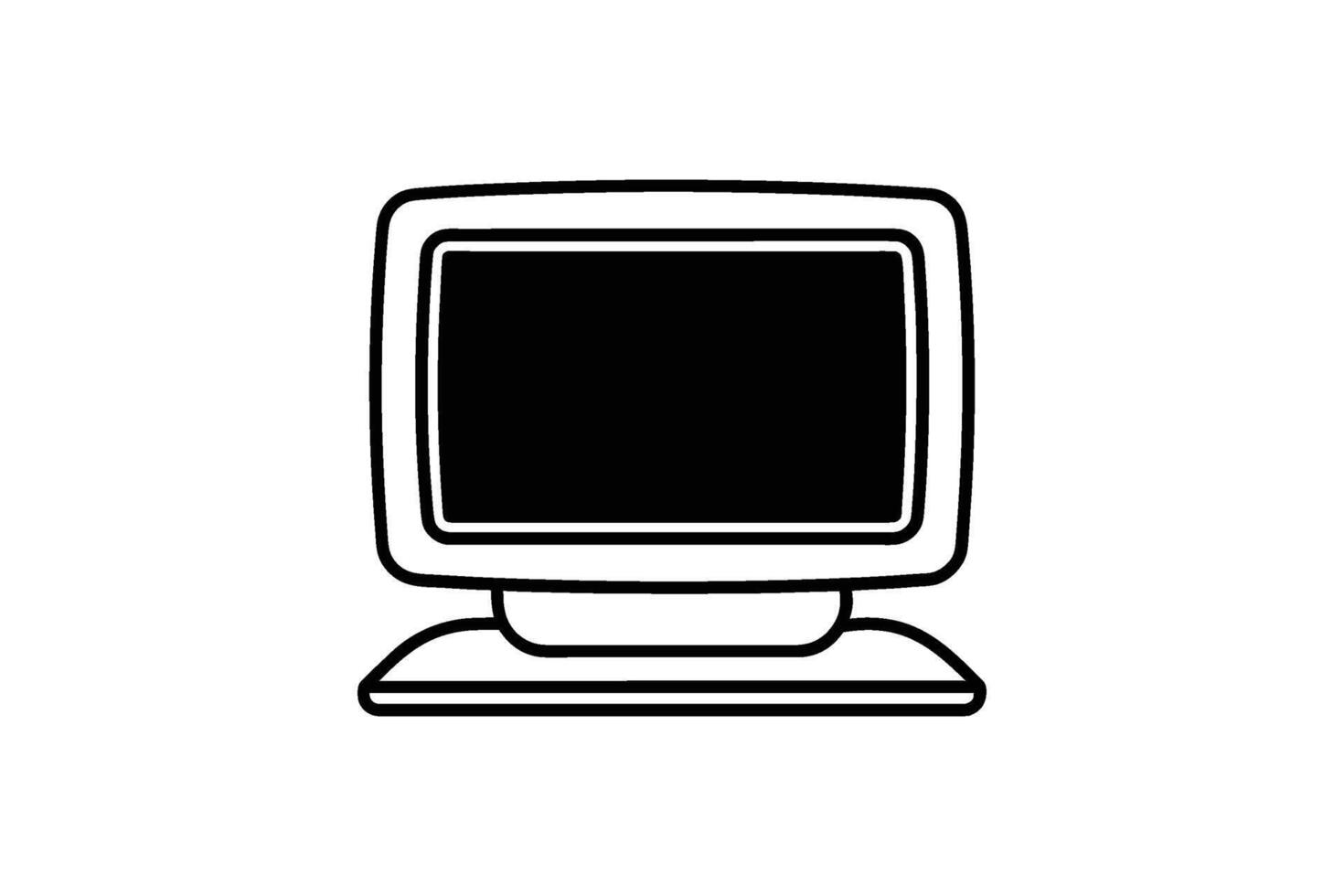 Vintage Computer Monitor Displayed in a Clean Minimalist Style with a Bold Black and White Silhouette retro computer monitor vector