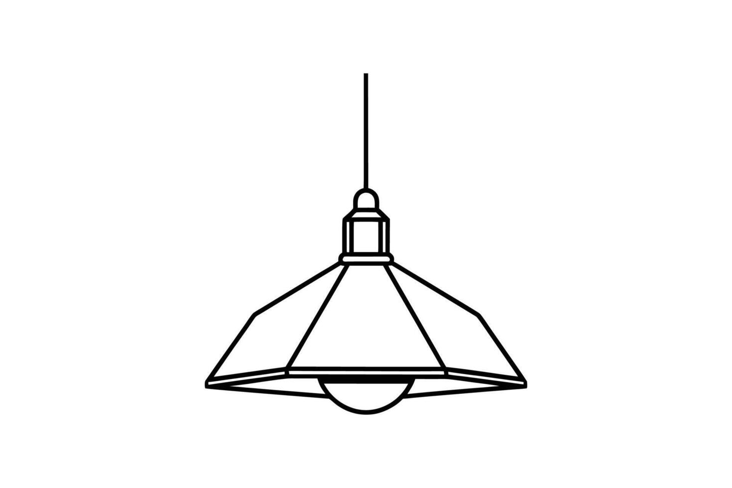 Hanging Pendant Light Fixture with Geometric Shade Minimalist Design and Clean Lines Isolated on White Background Silhouette simple modern hanging light vector