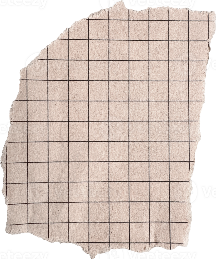 Torn Fragment of Beige Checkered Paper png