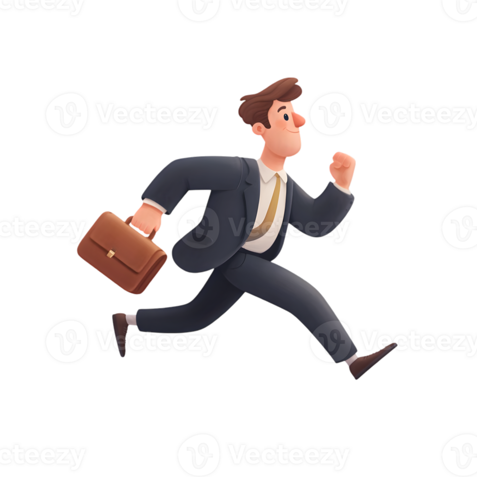 Businessman running with briefcase png