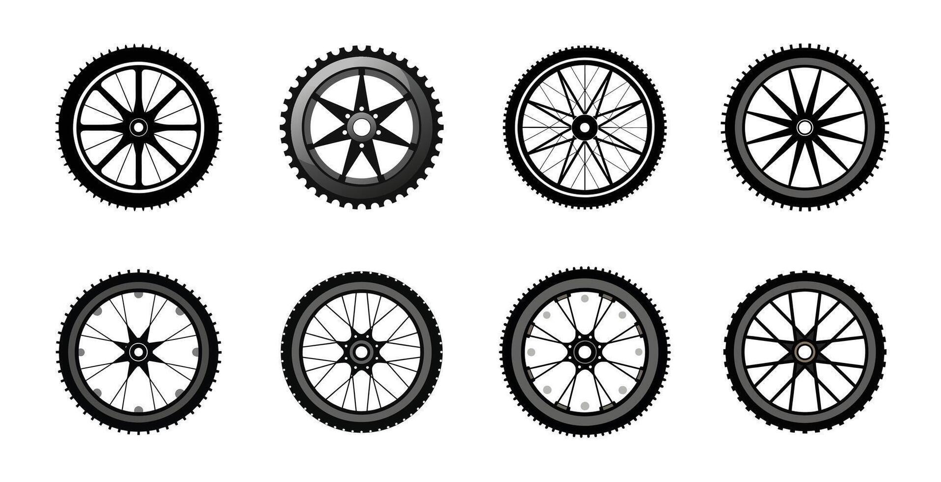 A set of bicycle wheels vector