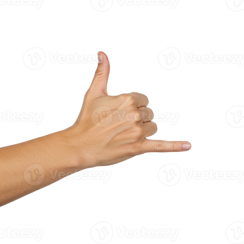 Human hand showing shaka gesture, symbolizing hang loose, aloha, friendship, and relaxation png