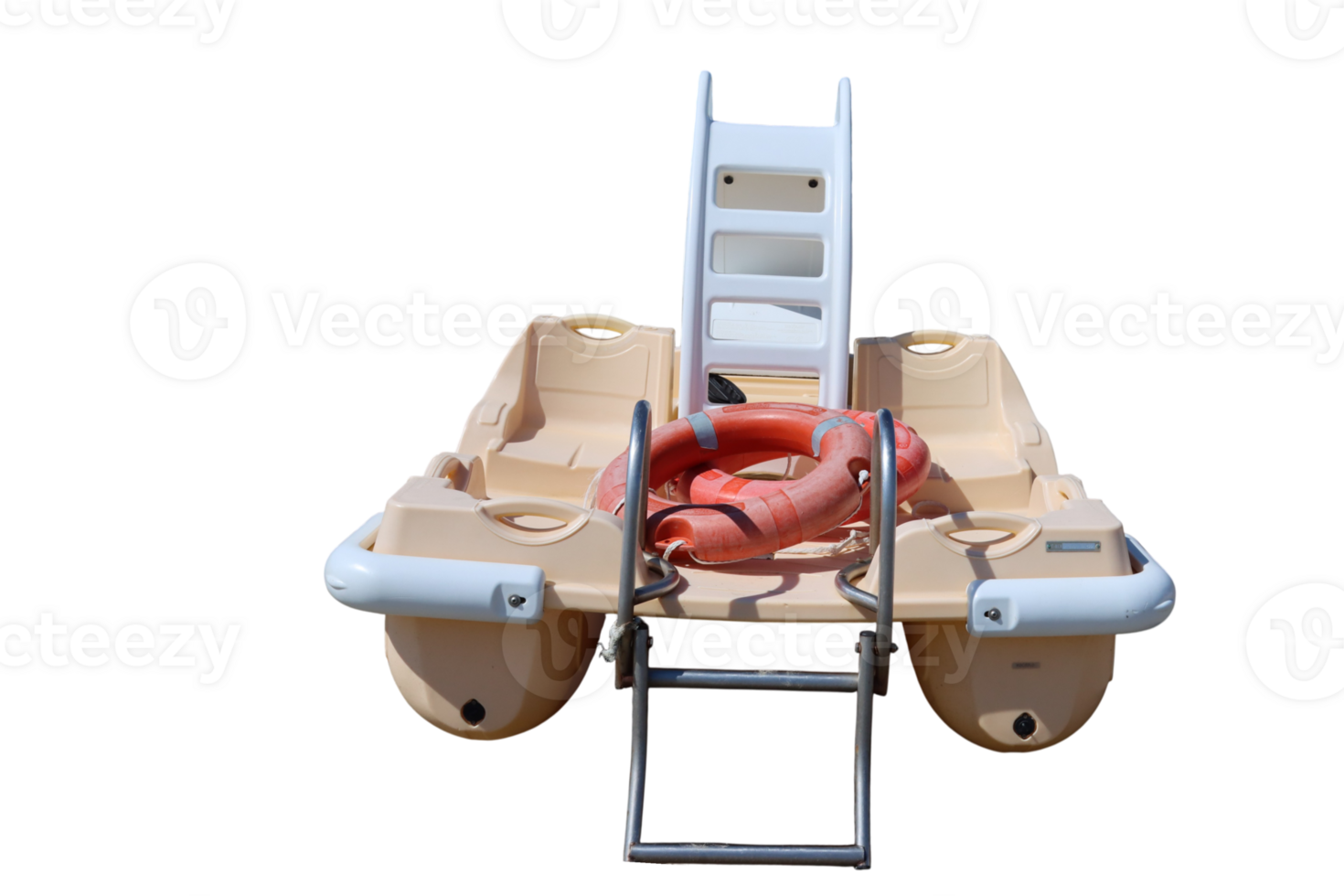 Pedal boat with lifebuoy and ladders on transparent background png