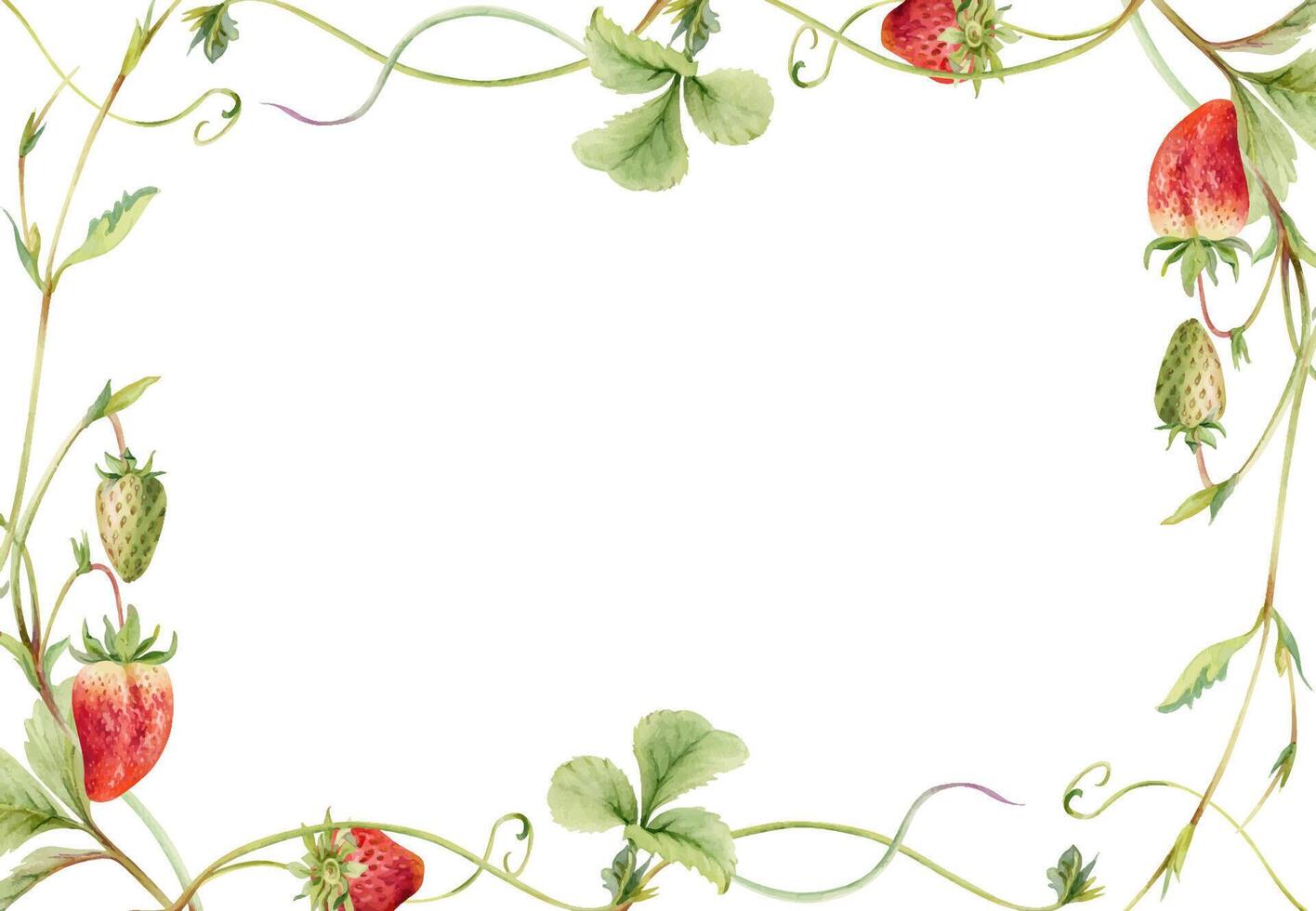 Strawberry vine border illustration vector