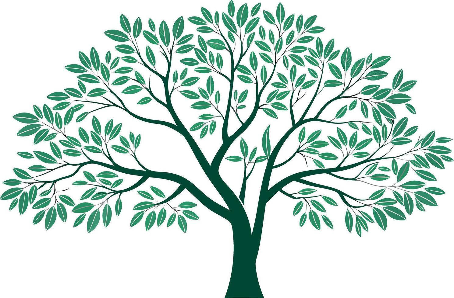 Dark green tree with many leaves illustration nature vector