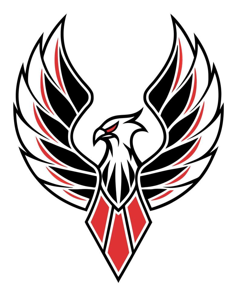 Stylized eagle with black red and white wings bird vector