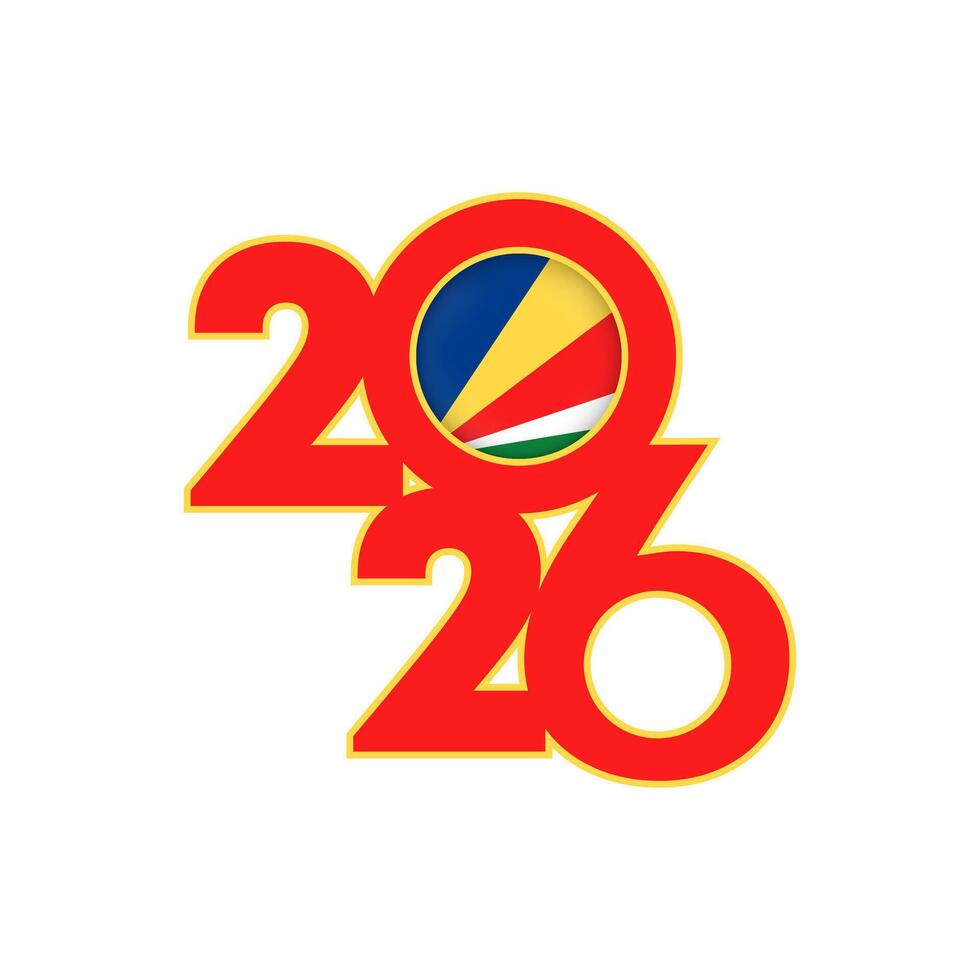 2026 banner with Seychelles flag inside. vector