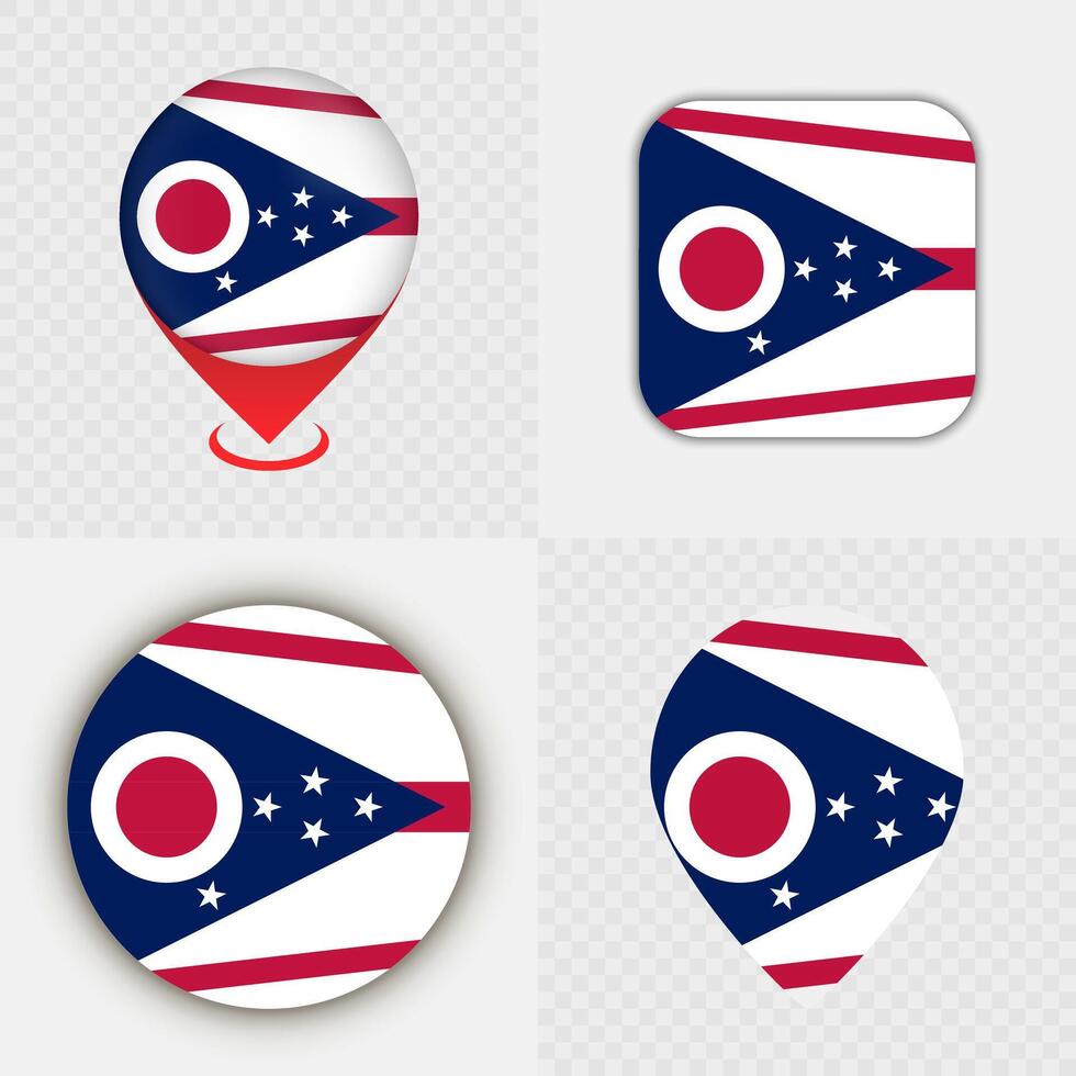 Ohio state flag icons in different shapes vector