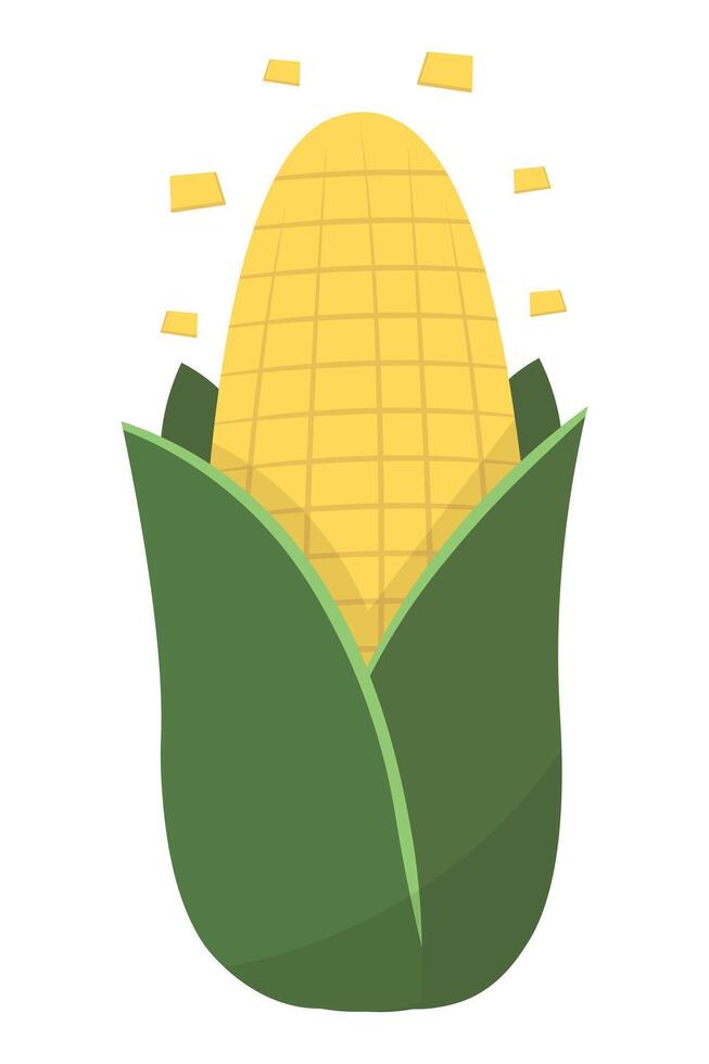 Ripe Sweet Corn Vegetable Isolated Icon for Healthy Food and Harvest vector