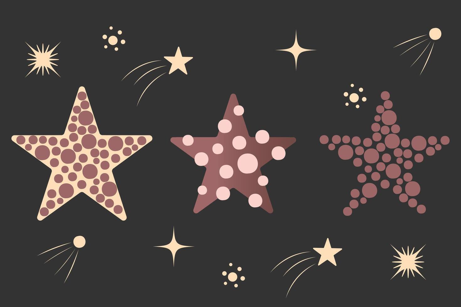 Cute Cartoon Stars Set with Polka Dot Pattern for Dreamy Backgrounds vector