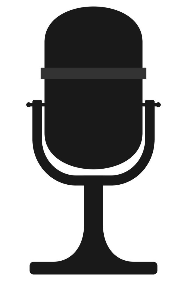 Vintage Style Broadcast Mic Silhouette. Studio Microphone for Audio Production vector