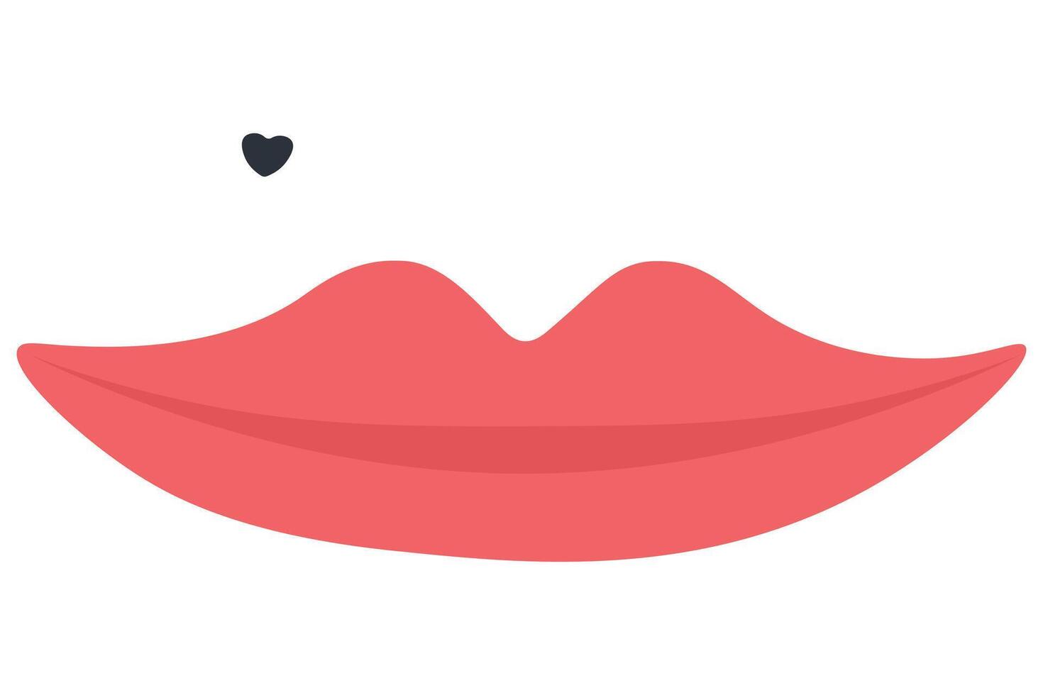 Red Lips with Small Heart Above for Love and Kiss Symbol. Sweet Kiss Illustration vector