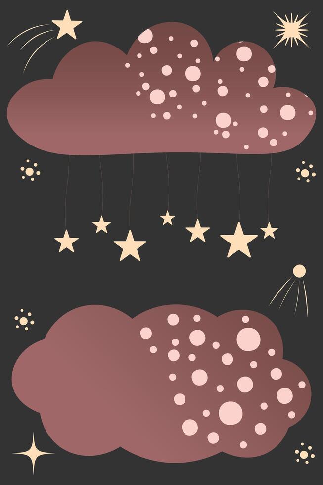 Dreamy Clouds and Stars Night Sky Illustration for Baby Nursery Decor vector