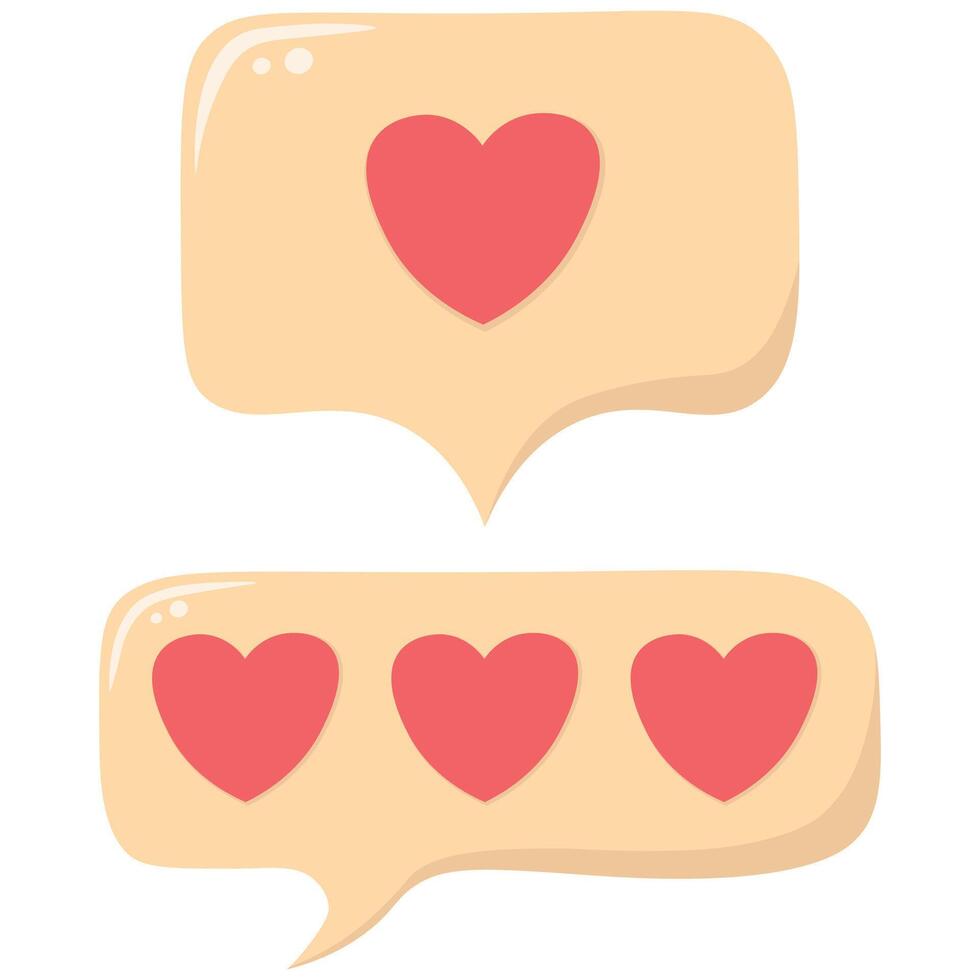 Love Message Bubbles Set with Heart Icons for Communication. Romantic Chat love hearts vector