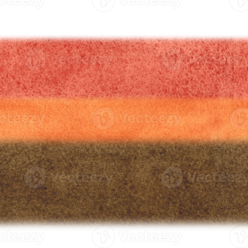 Seamless background watercolor border of red, orange and brown colors. Hand drawn illustration, textured. Drawing for background, cards, textile, paper. Color, brush, texture, watercolor png
