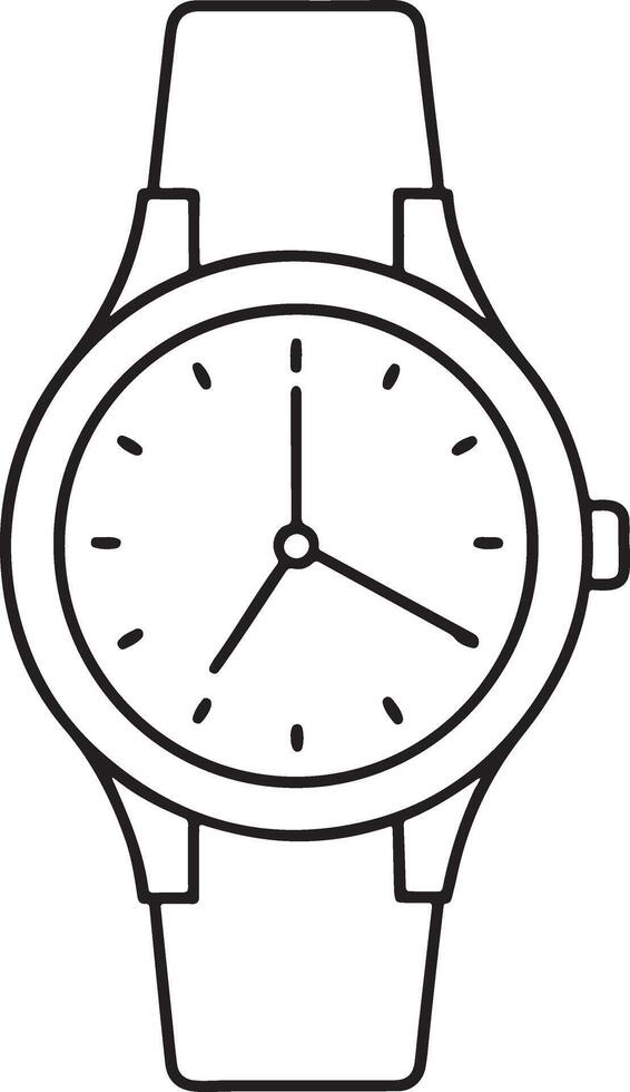 Simple Line Art Wristwatch Minimalist Black and White Timepiece Design vector