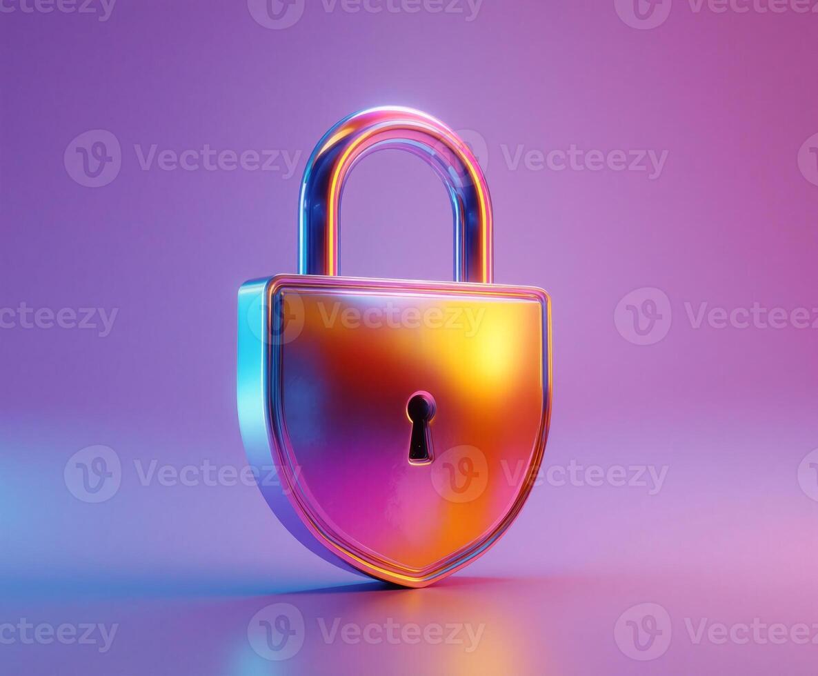 Bright and colorful padlock representing data security and privacy protection in a digital age photo