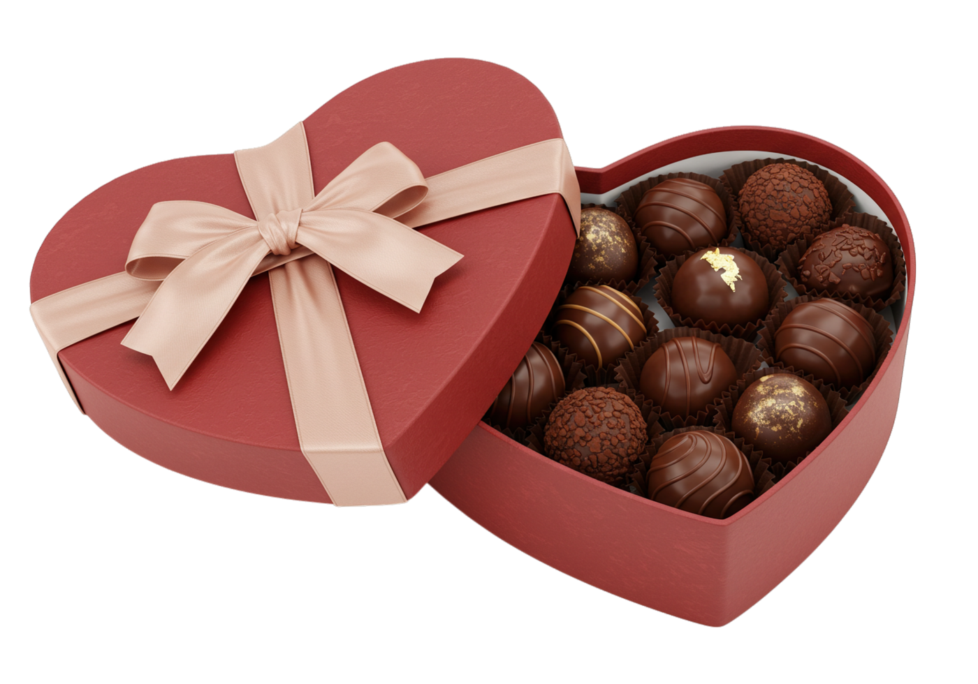 A heart shaped box filled with chocolates png