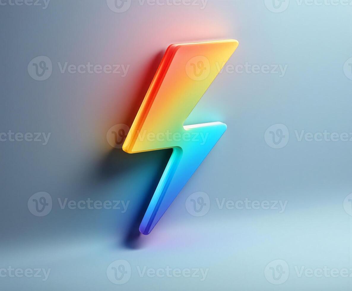 Colorful abstract lightning bolt icon with gradient effect and smooth edges designed for modern graphics photo