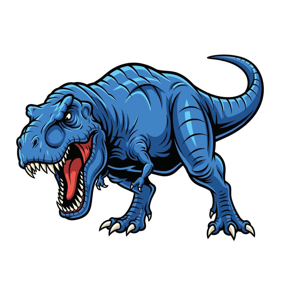 Blue T-rex roaring Illustration isolated on white background vector