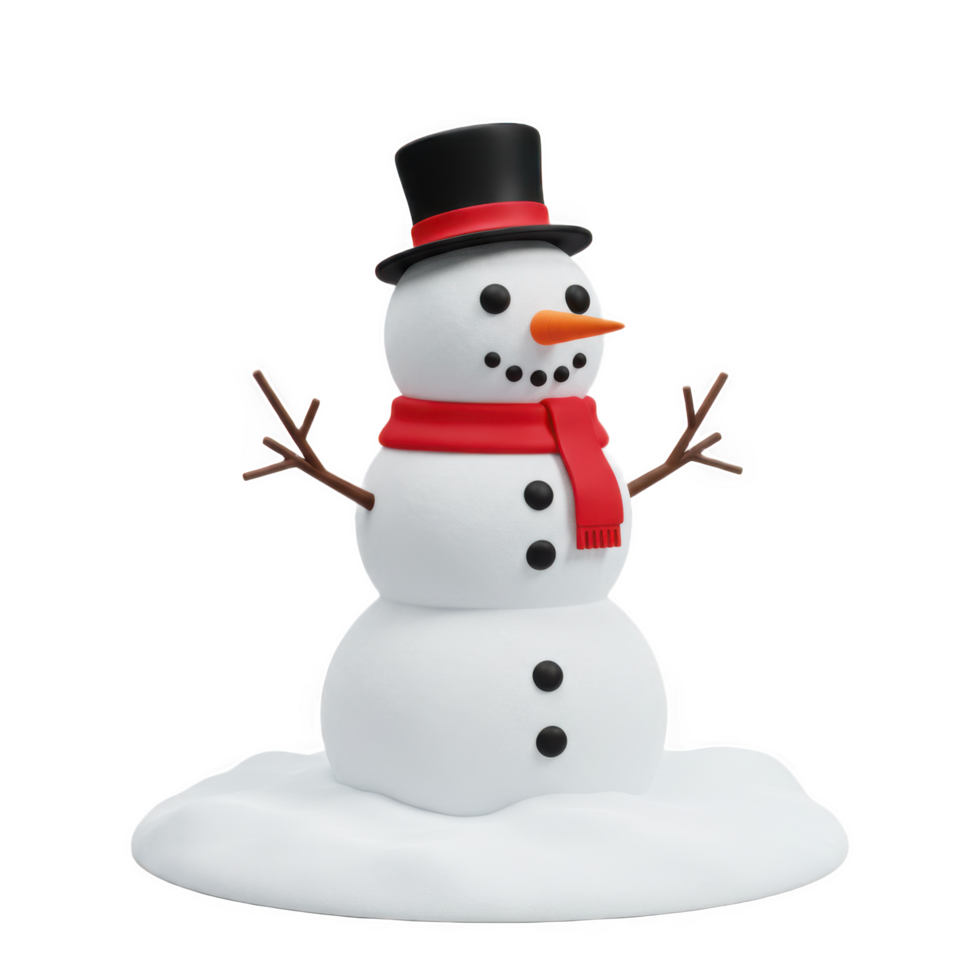 A snowman with a top hat and scarf png